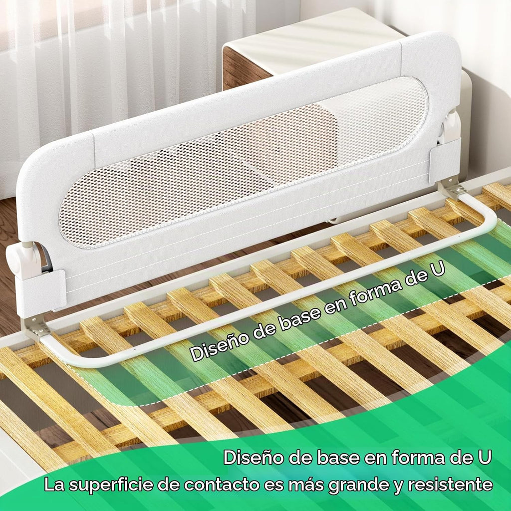 UPGOGO Riel de cama plegable para niños pequeños, blanco, 33 pulgad...