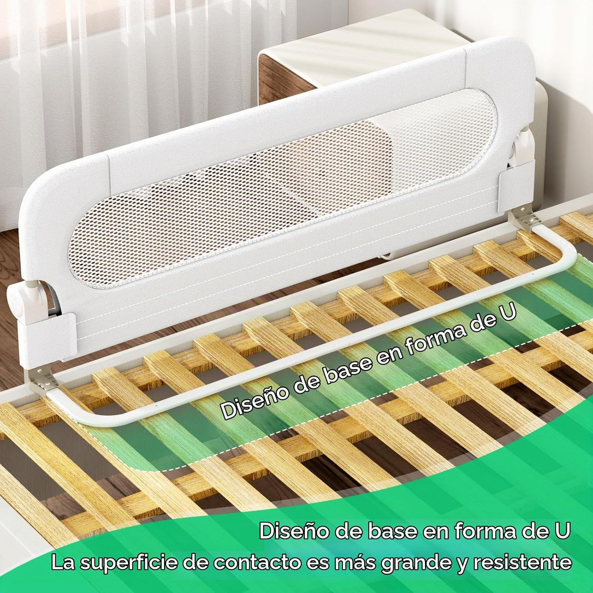 UPGOGO Riel de cama plegable para niños pequeños, blanco, 33 pulgad...