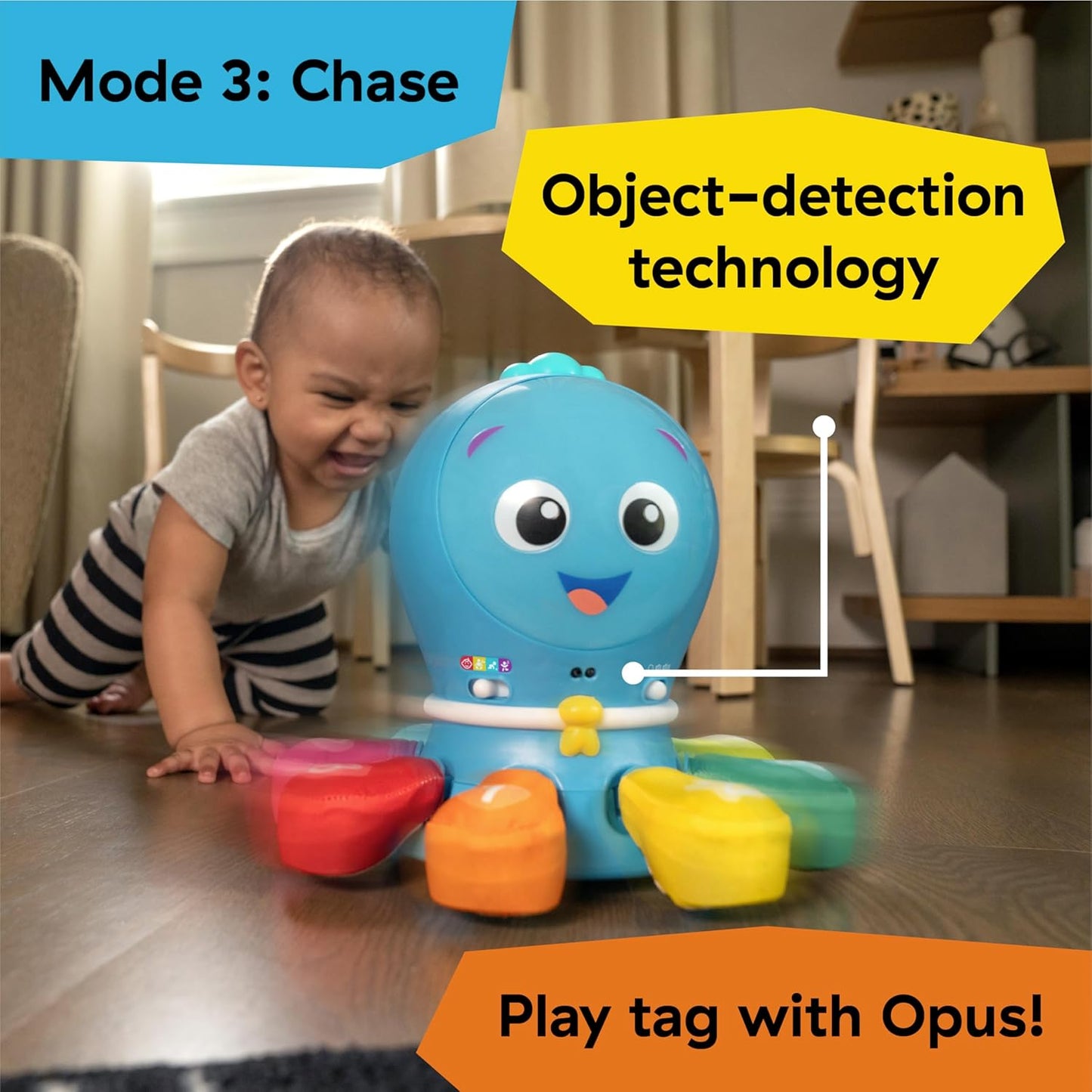 Baby Einstein Exploradores Oceánicos Go Opus Go juguete de aprendizaje de actividad de gateo y persecución 4 en 1, música y luces, para niños de 3 meses a 5 años