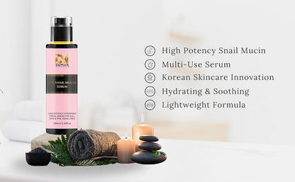 Suero de mucina de caracol de 3.4 fl oz, 97% filtrado de secreción de caracol con ácido hialurónico, esencia reparadora de energía, removedor de manchas oscuras, cuidado de la piel coreano, suero hidratante para cara, ojos y cuello