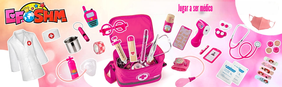 Kit médico para niños y niñas, 34 piezas para niños pequeños de 3 a 5 años con bolsa de almacenamiento médico y estetoscopio real, juego de simulación para niños y niñas, divertido juego de