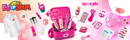 Kit médico para niños y niñas, 34 piezas para niños pequeños de 3 a 5 años con bolsa de almacenamiento médico y estetoscopio real, juego de simulación para niños y niñas, divertido juego de