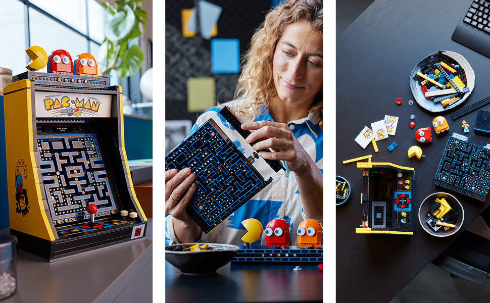 LEGO Icons PAC-Man Juegos de Construcción Arcade para Adultos - Decoración Coleccionable para Oficina, Estantería o Dormitorio - Regalos para Navidad, Hombres y Mujeres - Con Mango Móvil para Recrear