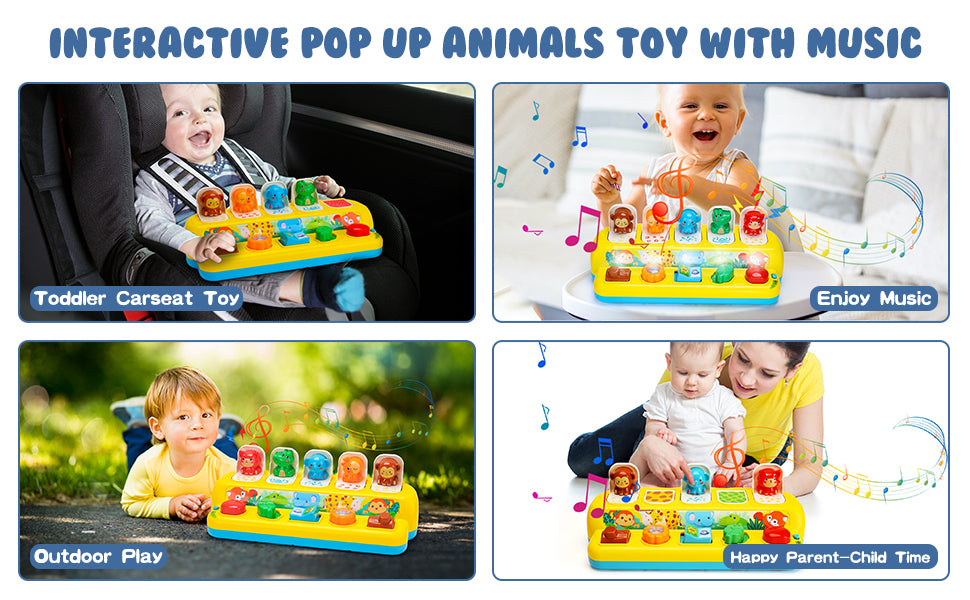 Juguetes interactivos emergentes de animales con música y luz, juguetes Montessori de causa y efecto para niños y niñas de 1 año, juguete musical educativo para bebés de 9-12-18 meses, juguete STEM