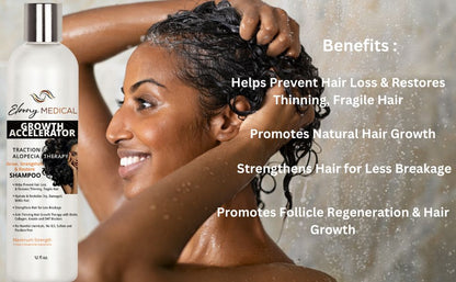 Ebony Medical Hair Support Shampoo - Solución para adelgazar el cabello y cabello parásito - Fortalece las hebras, la salud y el volumen del cuero cabelludo - Natural, vegano, sin sulfato - 12 onzas líquidas