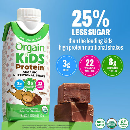 Orgain Organic Kids - Batido nutricional de proteínas para niños, c...