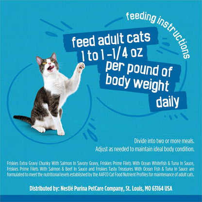 Purina Friskies - Paquete variado de comida húmeda para gatos Fish-...