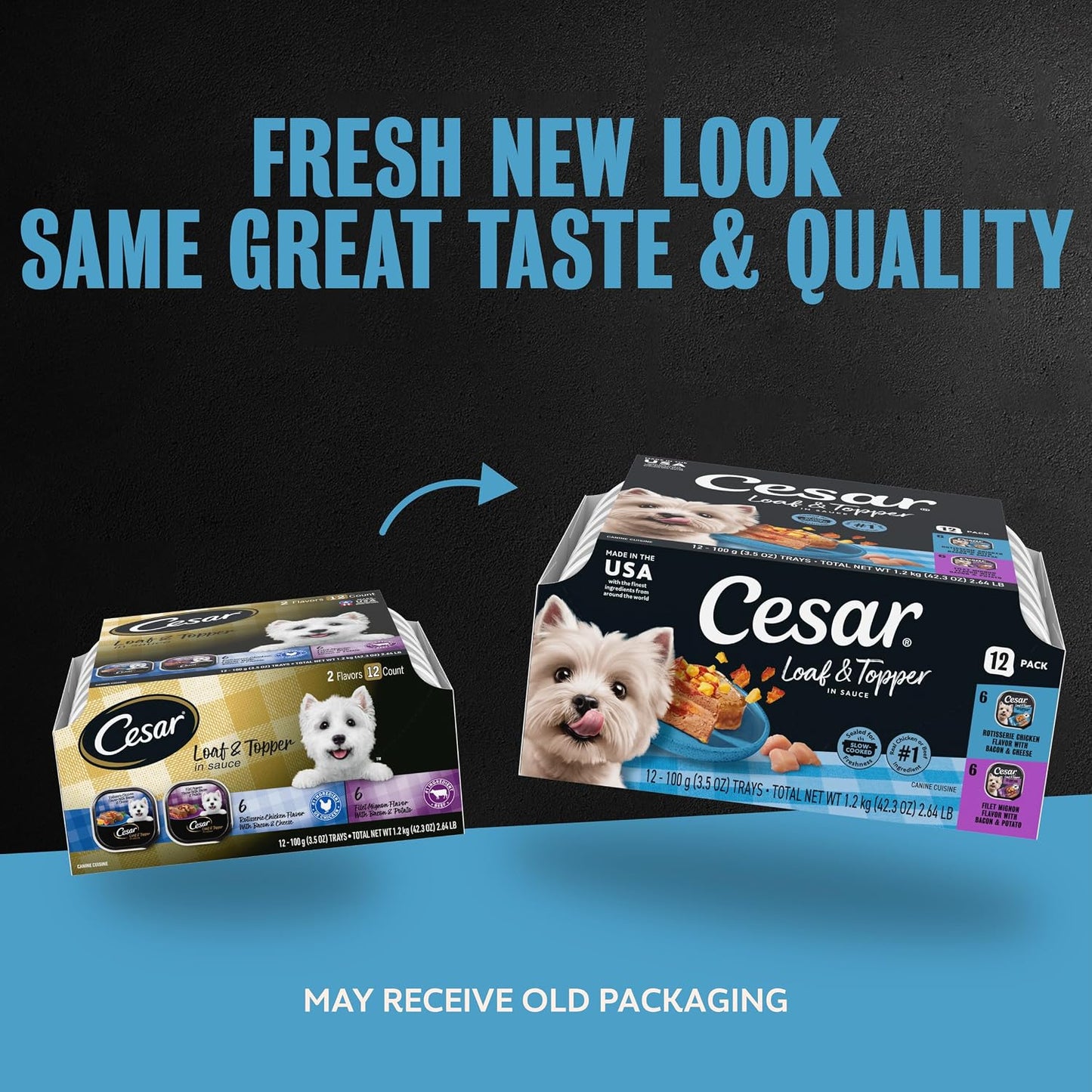 Cesar - Comida húmeda para perros en un paquete variado de trocitos...