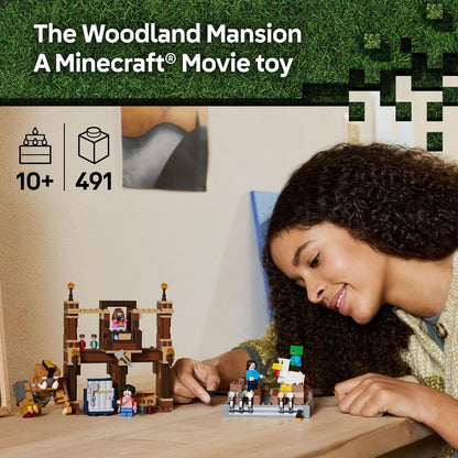 LEGO Minecraft Woodland Mansion Arena de Combate – Juguete de construcción para niños a partir de 10 años – Incluye figuras de Steve, Garrett y Henry Minecraft, además de un jinete de pollo y más