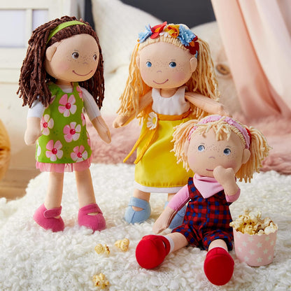HABA Coco - Muñeca de bebé suave de 12 pulgadas con pelo castaño, c...