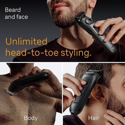 Braun Kit de afeitado todo en uno para hombre Serie 5 5490, 9 en 1 para barba, cara, nariz, orejas, cortadora de pelo, peluquero corporal y cuidado masculino, regalos de vacaciones para hombres