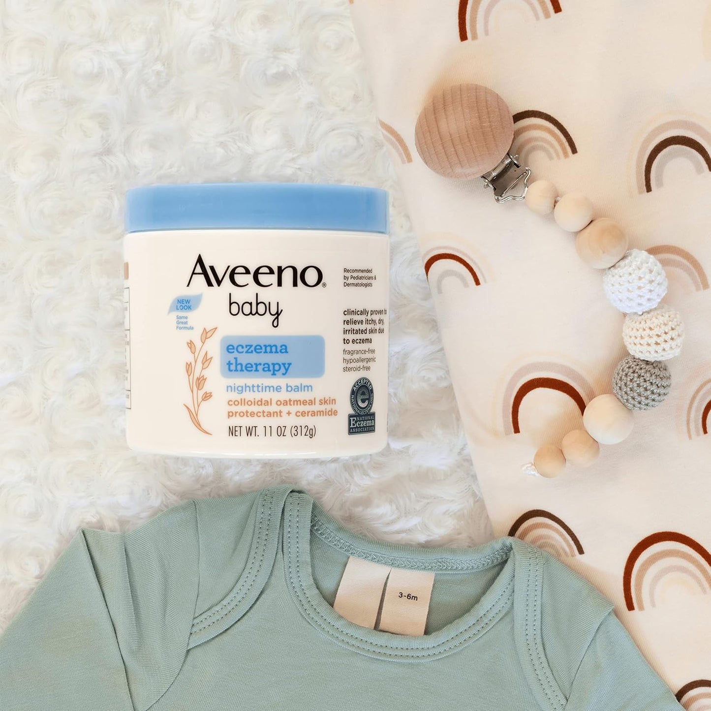 Aveeno Baby Bálsamo nocturno para terapia de eccema con avena coloi...