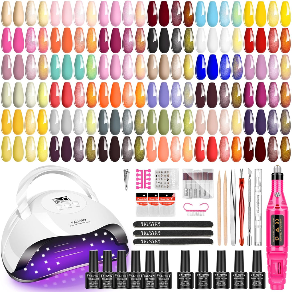 YALSYNY Kit de esmalte de uñas de gel con lámpara UV y brocha, kit...