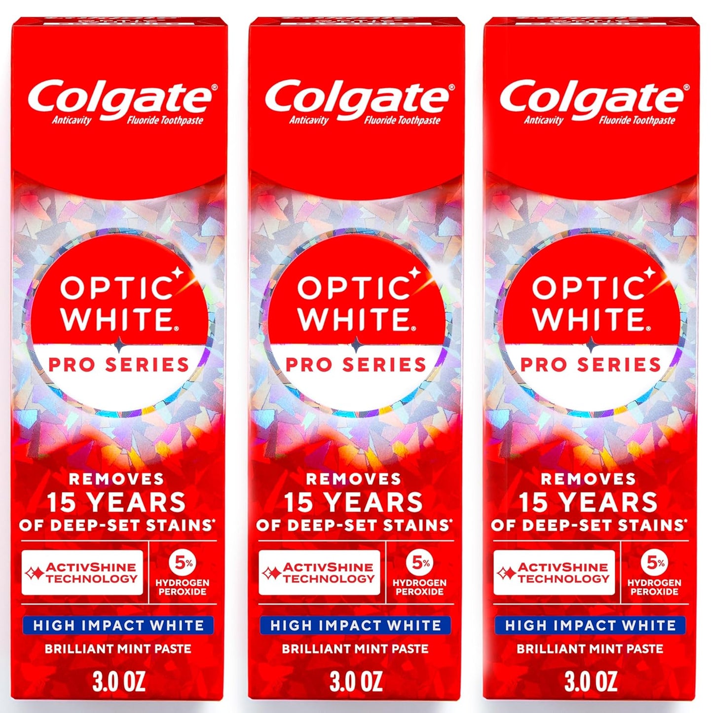 Colgate Optic White Pro Series High Impact White, paquete de 3, pas...