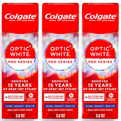 Colgate Optic White Pro Series High Impact White, paquete de 3, pas...
