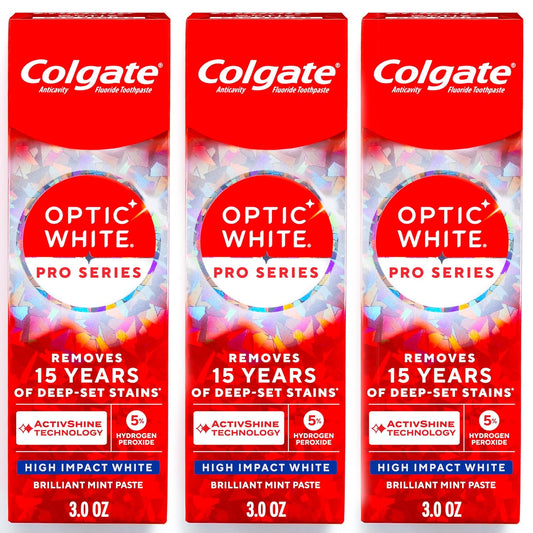 Colgate Optic White Pro Series High Impact White, paquete de 3, pas...
