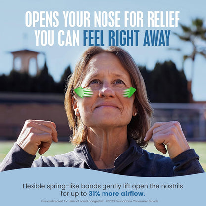 Breathe Right Bandas Nasales | Fuerza Extra | Transparentes | Para Piel Sensible | Solución Sin Fármacos para Ronquidos y Alivio de la Congestión Nasal Causada por Resfriados y Alergias | 44 Unidades