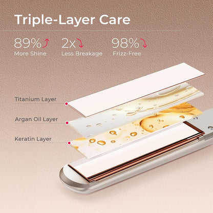 TYMO Plancha de pelo de titanio para mujer, plancha plana profesion...