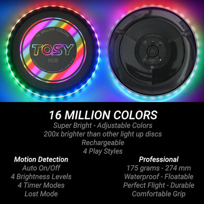 TOSY Flying Disc - 108 RGB Multicolor or 36 Monocolor LEDs, Super B...