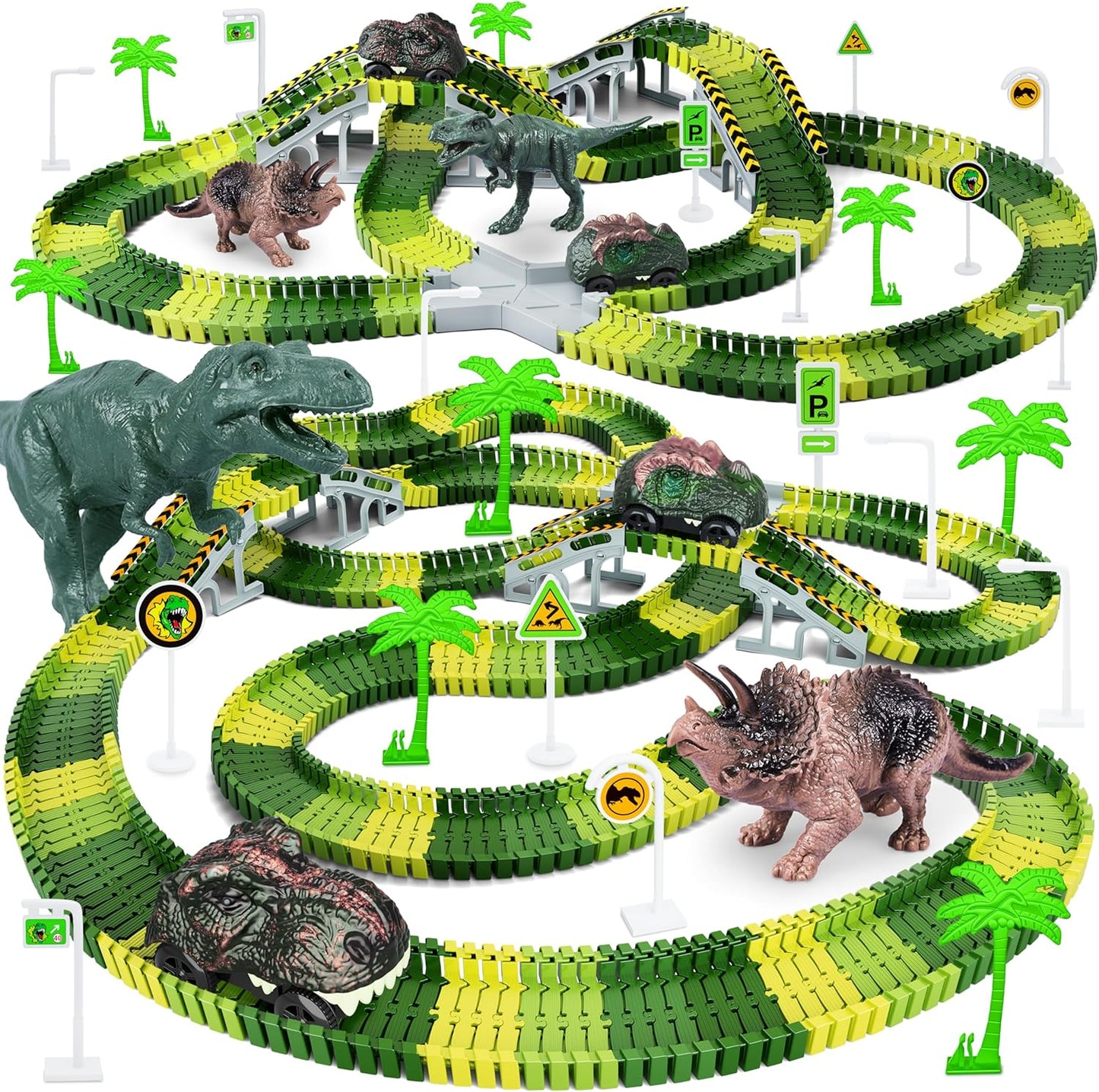Juguetes de dinosaurio, crea una carrera de carretera mundial de di...