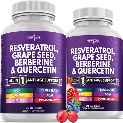 NEW AGE Resveratrol, berberina, extracto de semilla de uva, quercet...