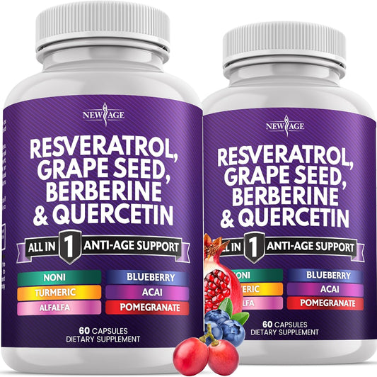 NEW AGE Resveratrol, berberina, extracto de semilla de uva, quercet...