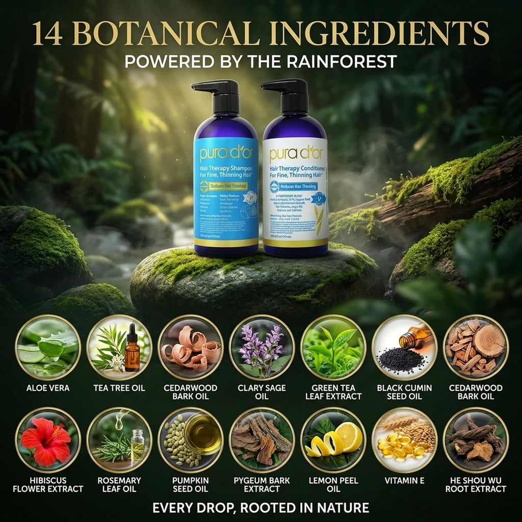 PURA D'OR Juego de champú y acondicionador de biotina para tera...
