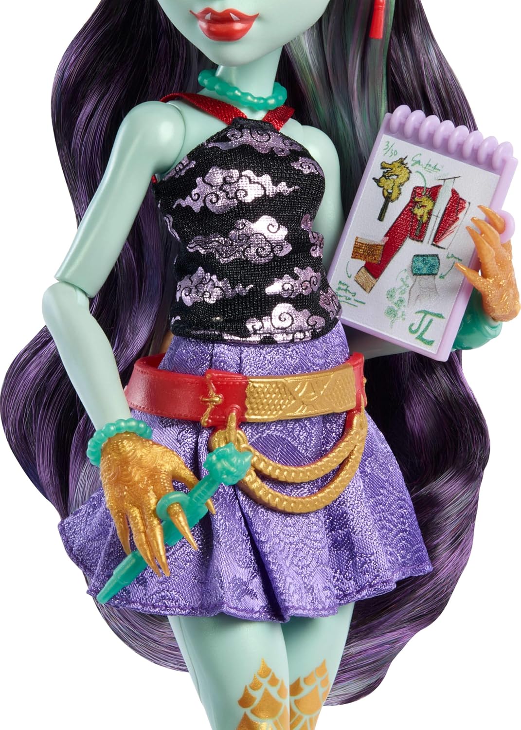 Monster High Jinafire muñeca larga, Dragón con perro mascota Cloudy...