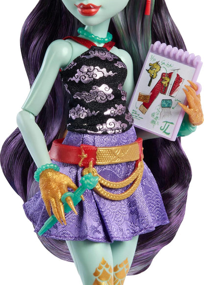 Monster High Jinafire muñeca larga, Dragón con perro mascota Cloudy...