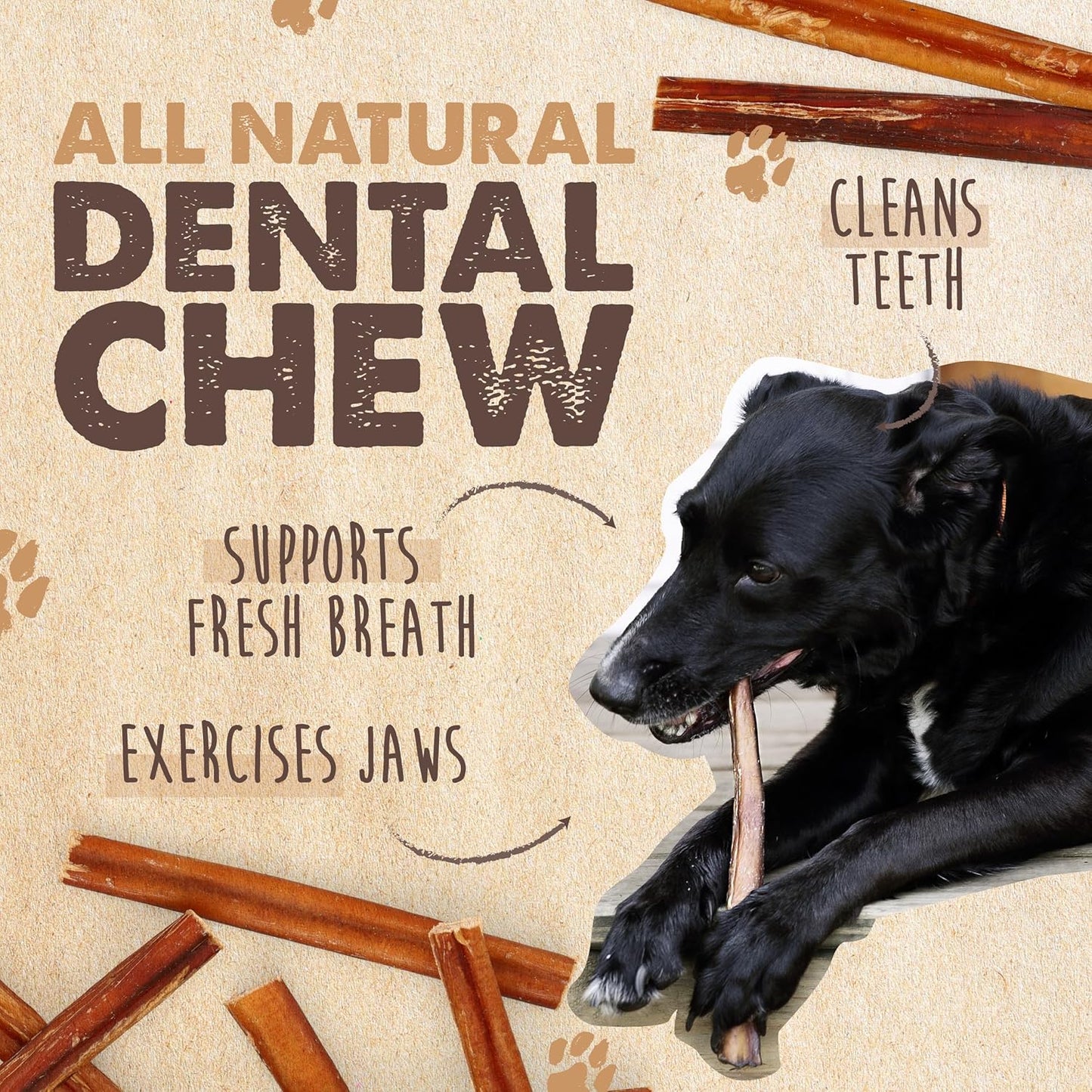 Mighty Paw Naturals Bully Sticks para perros, masticables de carne...
