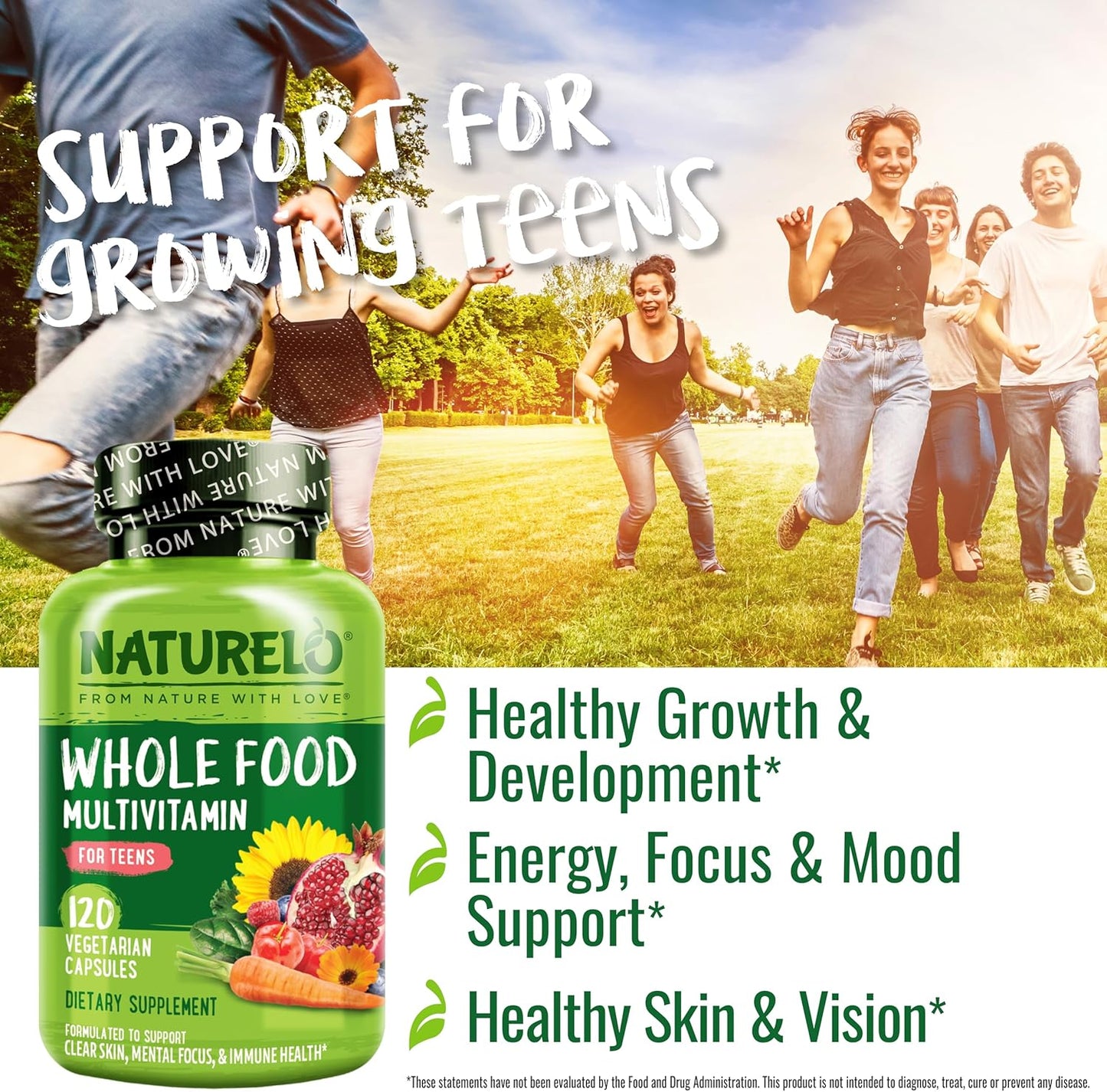 NATURELO Multivitaminas para Adolescentes Niñas\/Niños, 120 Cápsula...