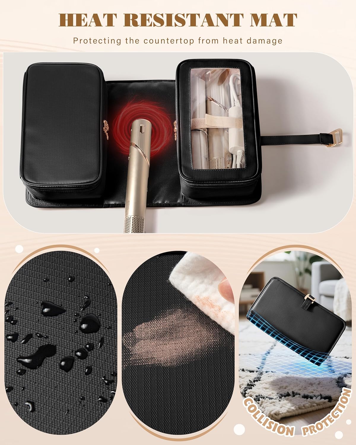 Marscamd Bolsa de viaje para herramientas para el cabello con alfom...