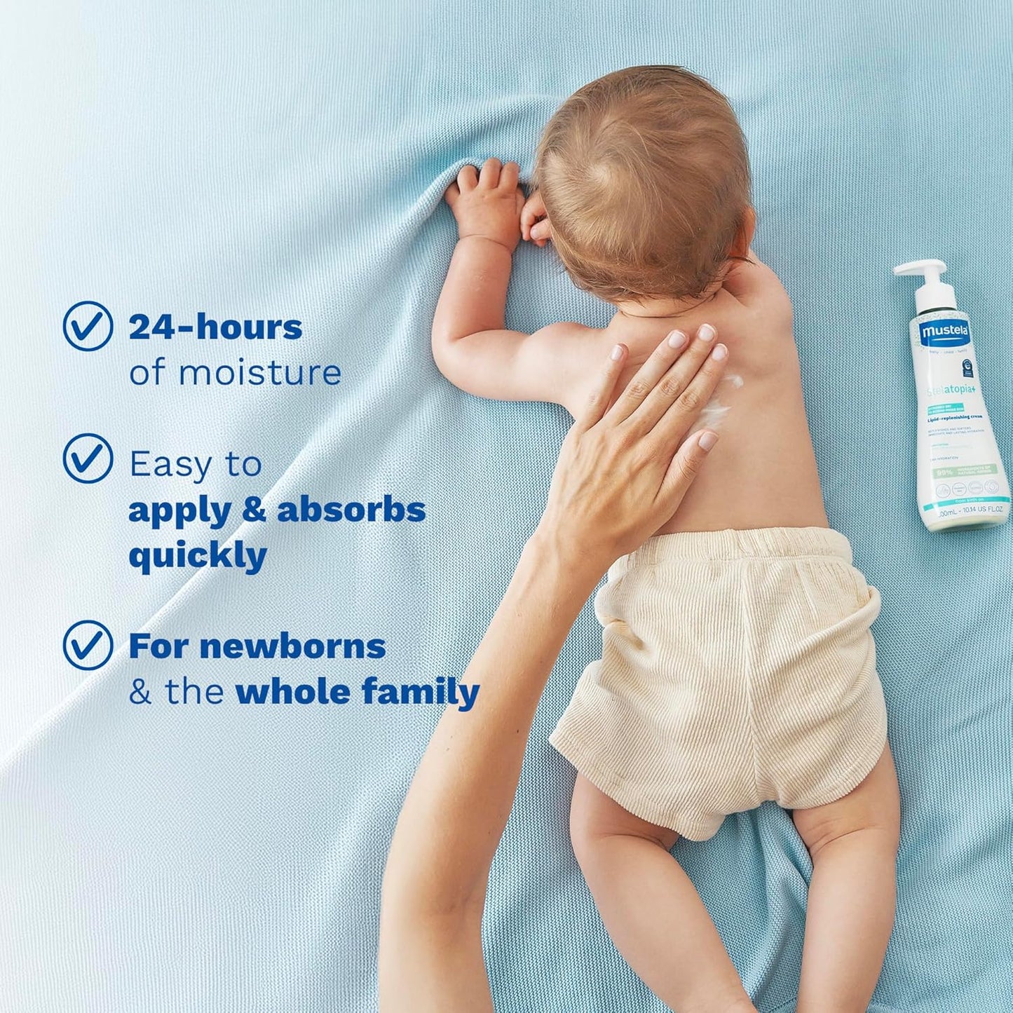 Mustela Stelatopia+ - Crema Reparadora de Lípidos - Hidratante para Piel con Tendencia al Eczema - Con Aceite Natural de Girasol y Prebiótico - Para Bebés, Niños y Adultos - Sin Fragancia - 5.07 onzas