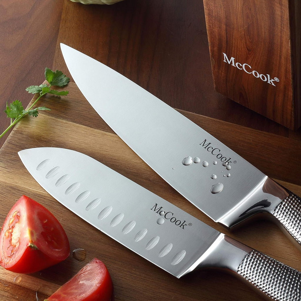 McCook Juego de cuchillos de cocina afilados con afilador incorpora...