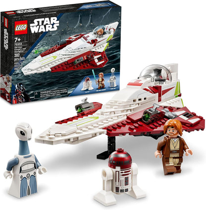 Set de juguete de construcción LEGO Star Wars OBI-Wan Kenobi's Jedi Starfighter 75333 - Incluye minifiguras, sable de luz, nave estelar clon de El Ataque de los Clones, gran regalo para niños, niños y