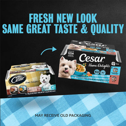 Cesar Home Delights - Comida húmeda para perros adultos, pollo y ve...