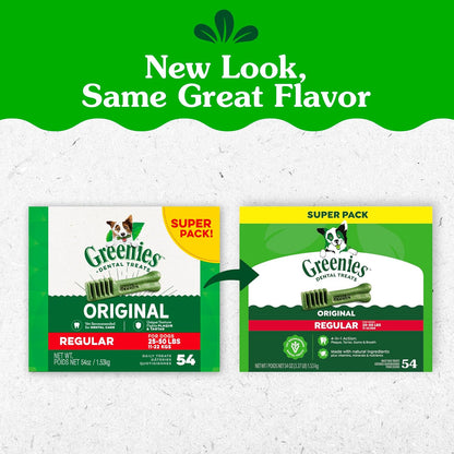 Greenies Golosinas dentales regulares originales para perros, paque...