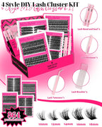 MilyBest Kit de racimos de pestañas de 4 estilos, 864 piezas, kit d...