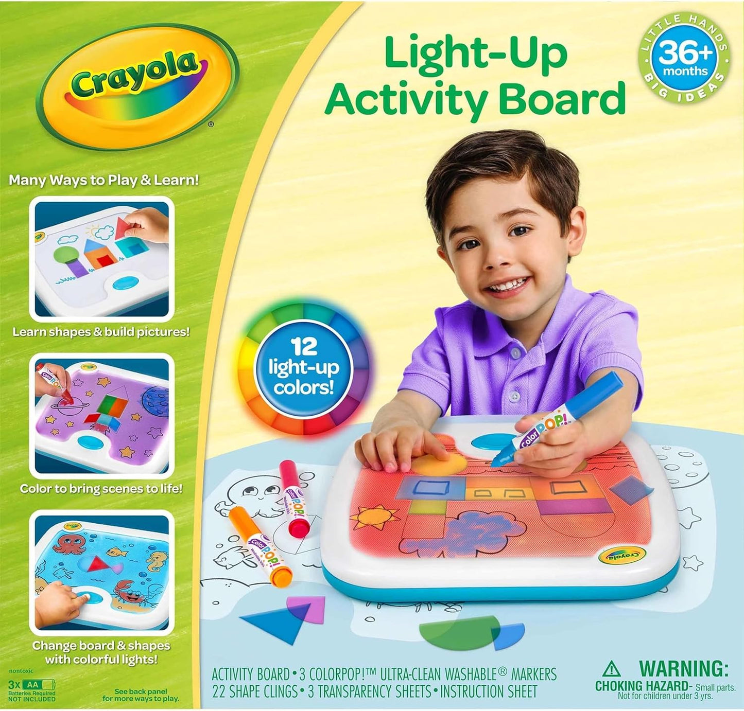 Crayola Tablero de actividades iluminado, juguete sensorial para niños pequeños y niños, caja de luz, tablero para colorear iluminado, juguete educativo, regalo para niños pequeños, a partir de 1 año