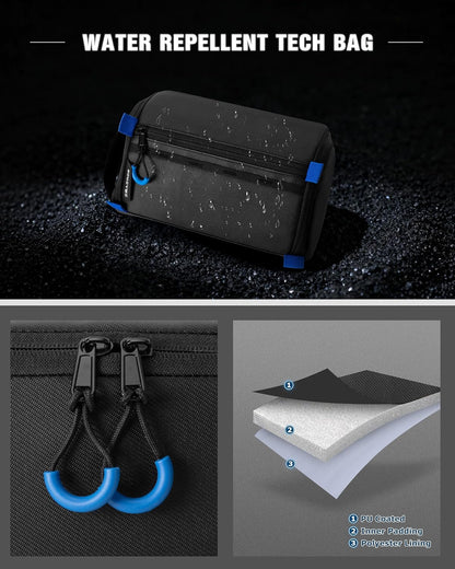 Smasrob Organizador de Electrónicos Estuche de Viaje, Bolsa Técnica Resistente al Agua Funda para Cargador para Cable, Cable, Tarjetas, Teléfono, Airpods, Negro