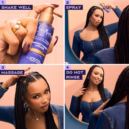 Shea Moisture Instant Scalp Refresh Spray anticaspa con ácido salicílico y tecnología de reparación del cuero cabelludo hidrata el cuero cabelludo seco, elimina la acumulación y controla la picazón y