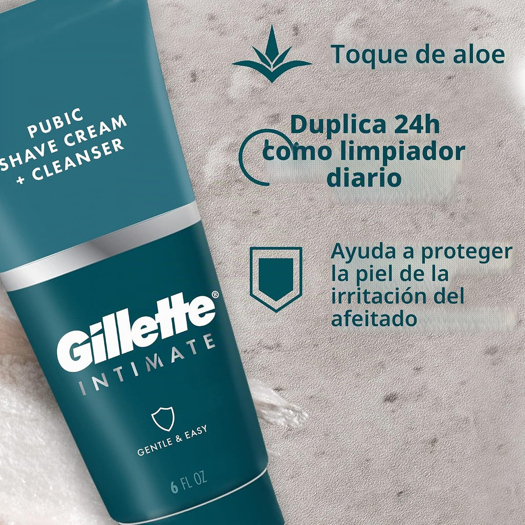 Gillette Intimate 2 en 1 Crema de Afeitado Púbico + Limpiador, Fórm...