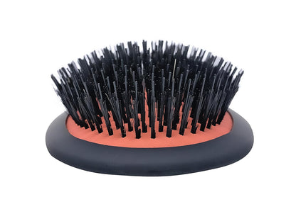 Spornette Cepillo de pelo ovalado de jabalí y cerdas de nailon de lujo grande (#LX-1) con un mango antideslizante de satén suave, ideal para peinar, alisar todo tipo de cabello, pelucas y extensiones