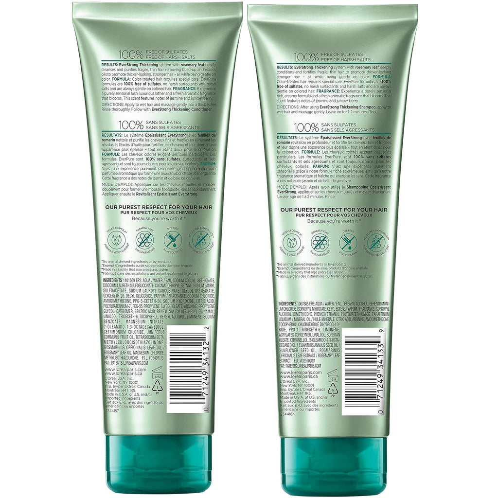 L'Oreal Paris Champú y acondicionador espesante sin sulfato, es...