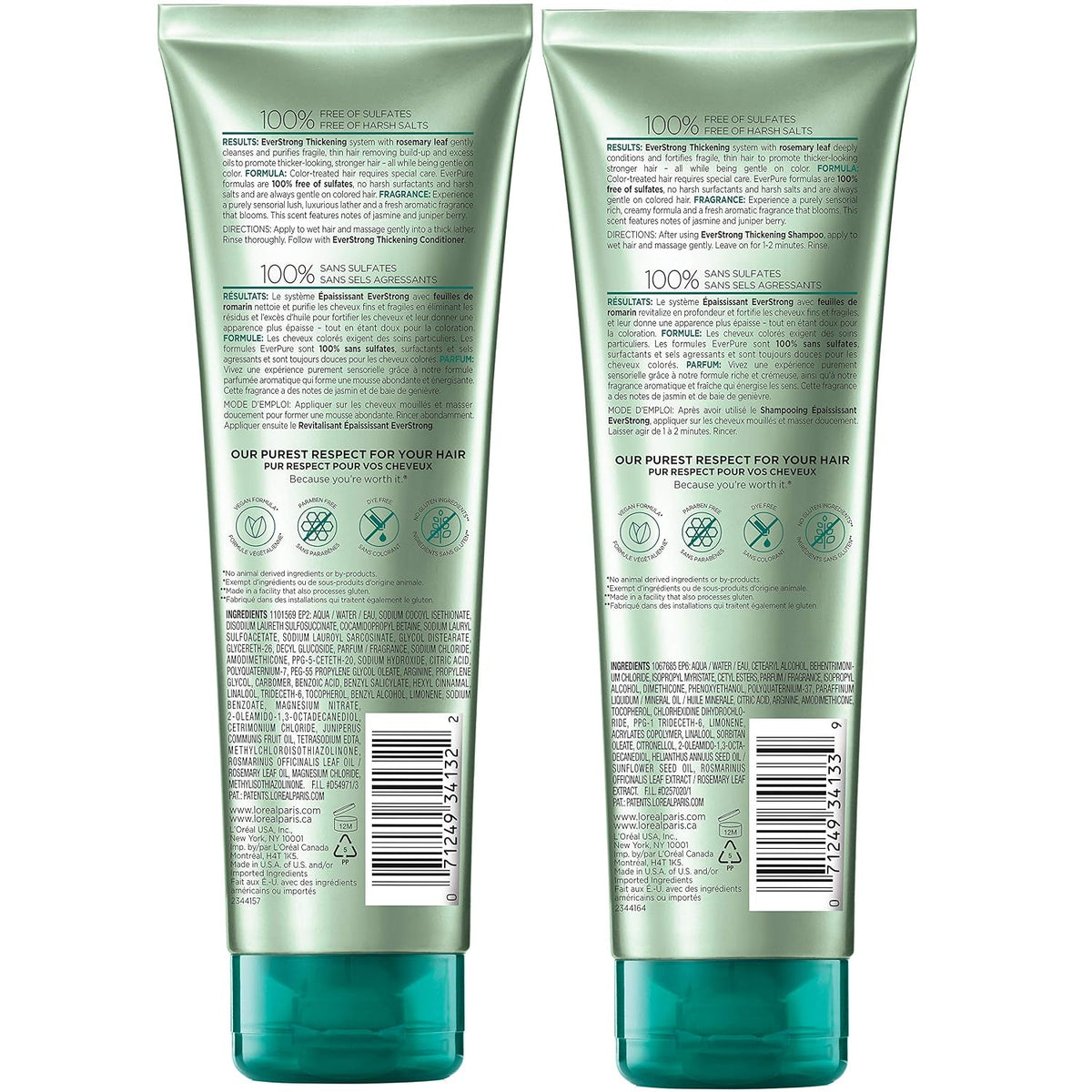 L'Oreal Paris Champú y acondicionador espesante sin sulfato, es...