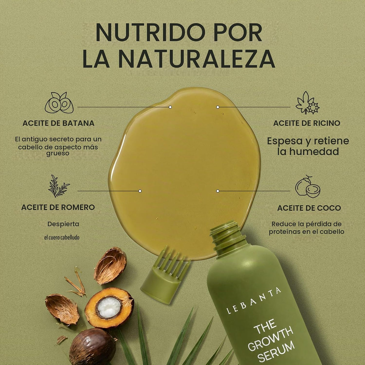 Lebanta Aceite de Batana para el crecimiento del cabello, mezcla 10...