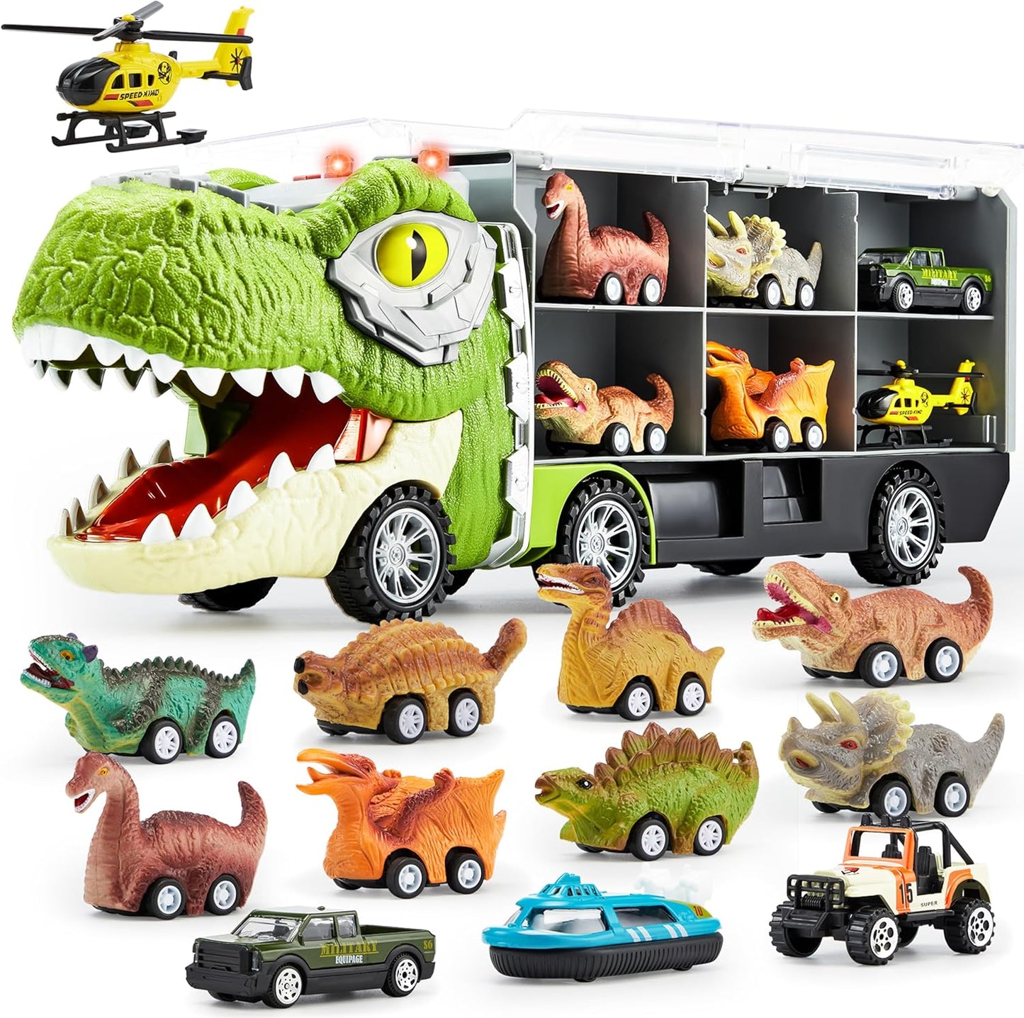 JOYIN Juguetes de dinosaurio 13 en 1 para niños de 3 a 5 años, cami...
