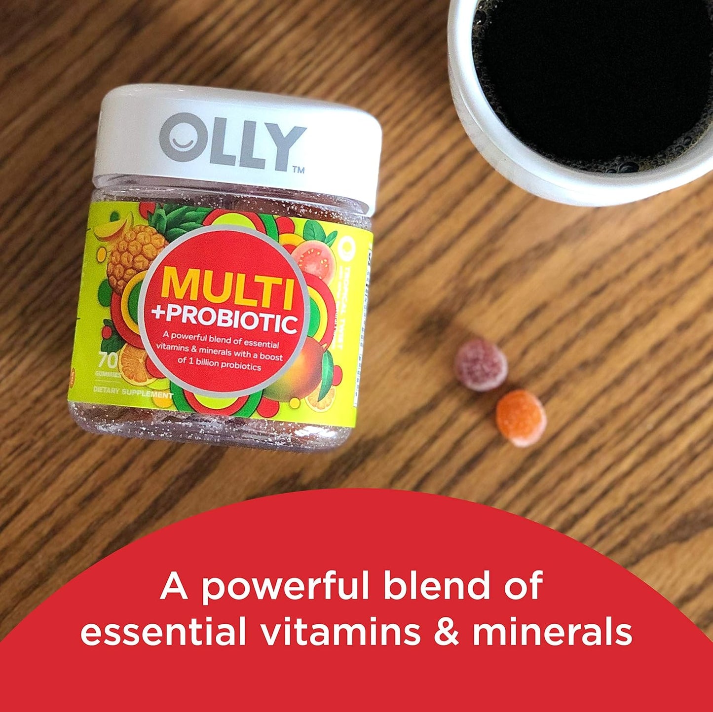 OLLY Gomitas multivitamínicas multiprobióticas para adultos, 1 mil...