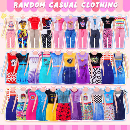 135 piezas de ropa y accesorios para muñecas con muñeca, vestidos d...