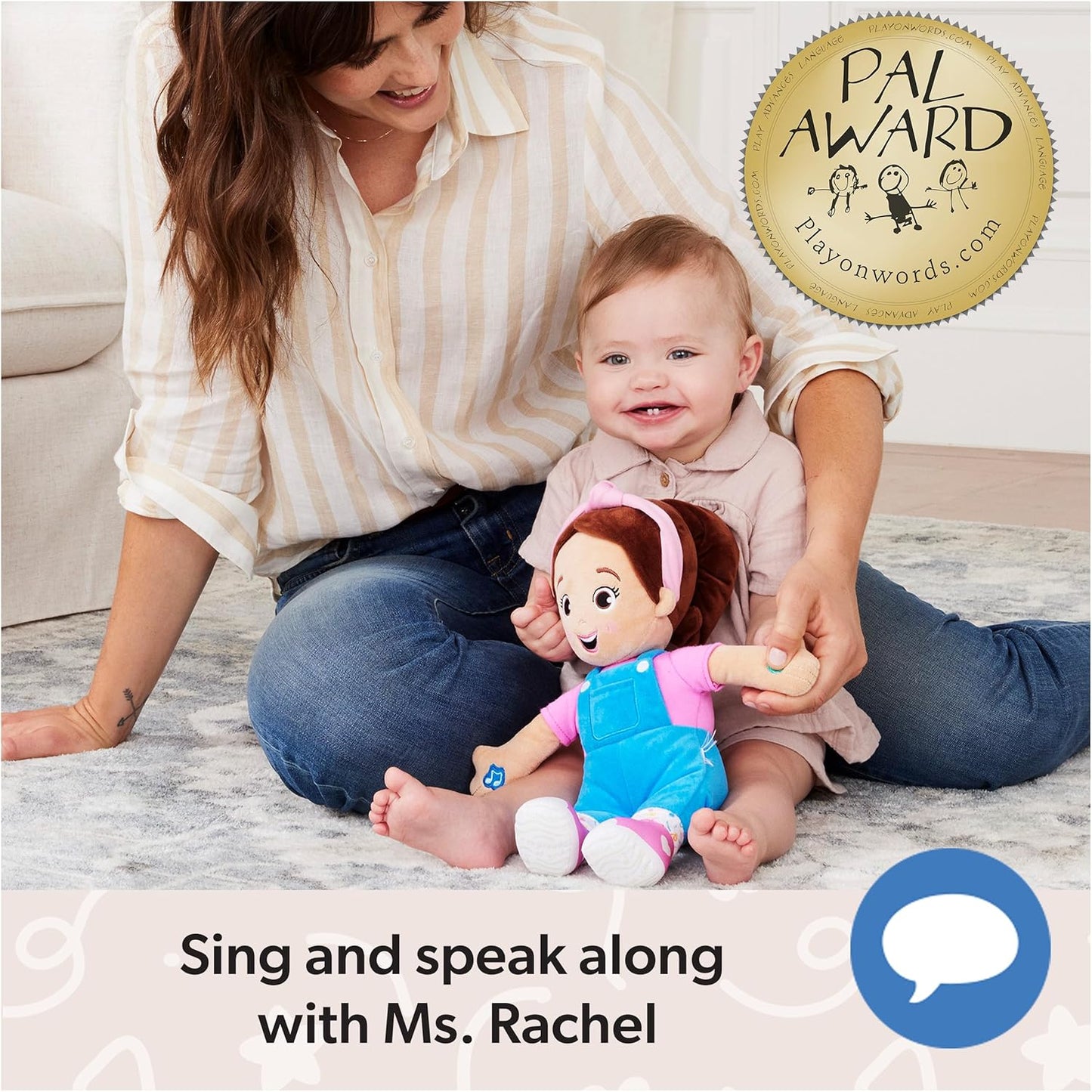 Ms. Rachel Muñeca Oficial que Habla y Canta, Muñeca Interactiva de 16 Pulgadas de Altura con 4 Canciones y Más de 16 Frases, Juguetes para Niños y Niñas de 6 Meses a 3+ Años.